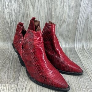 Free People X Jeffrey Campbell Matternhorn Western Red Snakeskin Boots